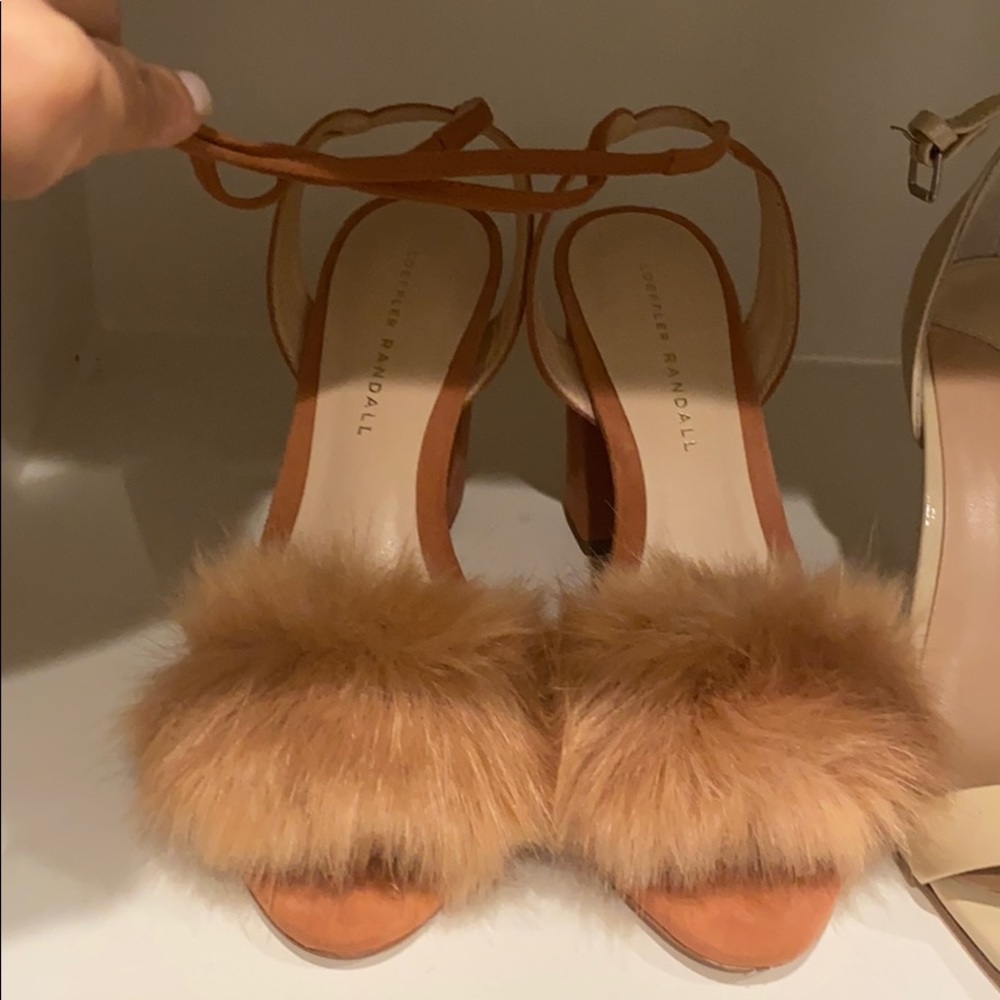 Loeffler Randall blush fur shoes heels